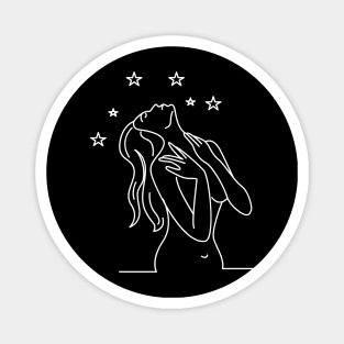One Line Art Woman with Stars Magnet